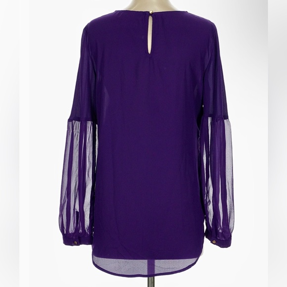 Isabel Maternity xxl Purple Blouse -Keyhole Back w/ Sheer Panel Sleeves - Picture 2 of 6